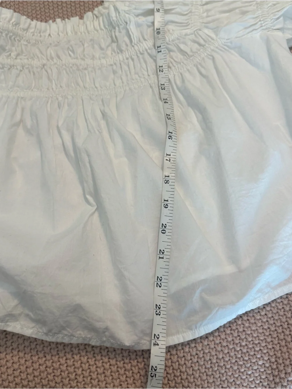 Free People CeCe Poplin White Smocked Square-Neck Peasant Blouse size XS